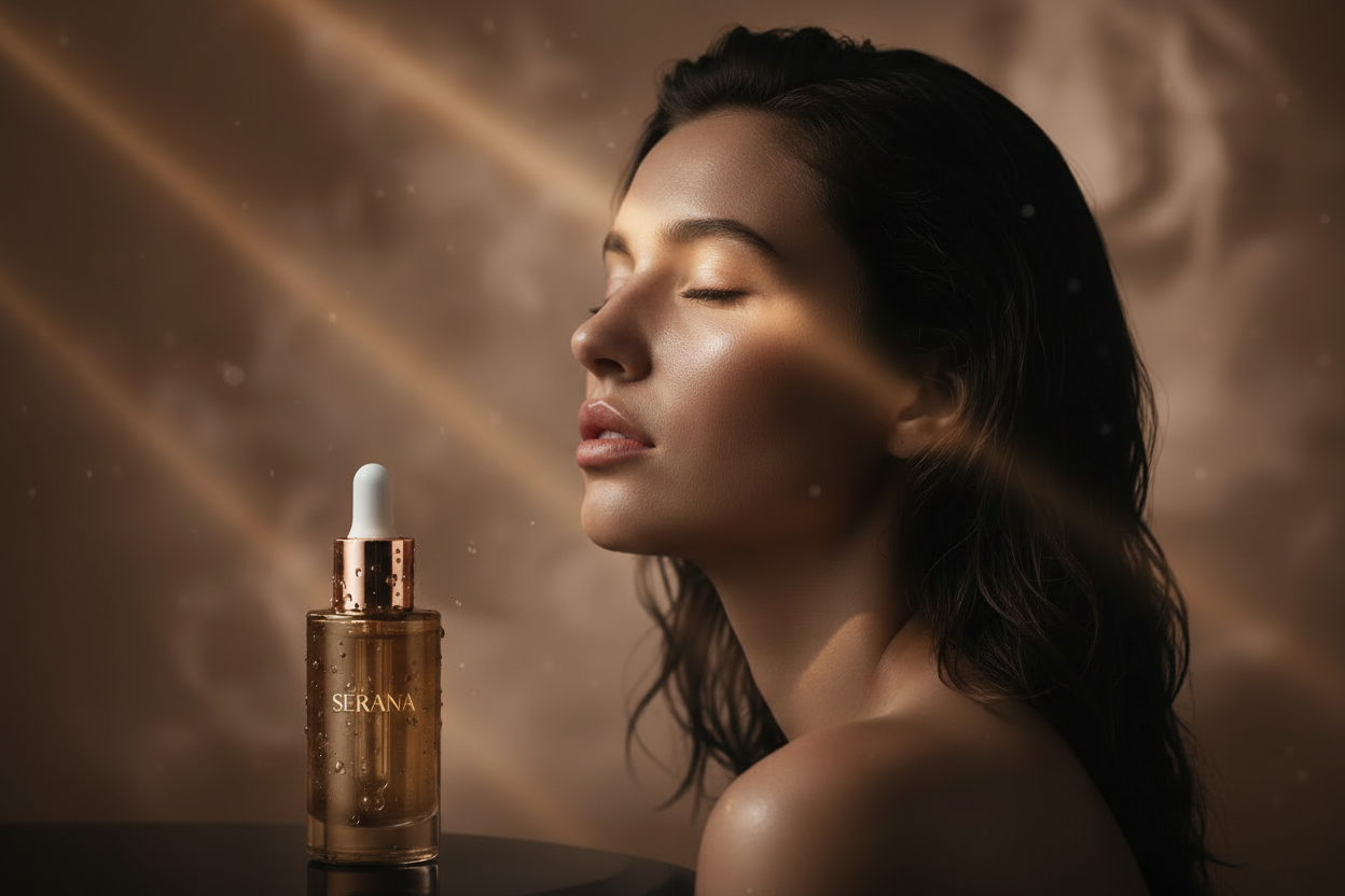 Serana Serum Dropper with Light Bronze Background